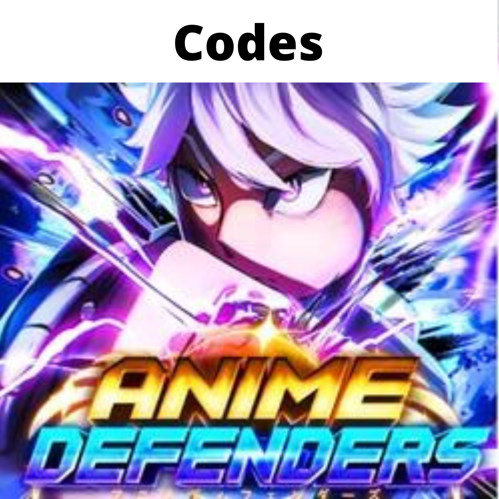 Anime Defenders Codes November 2024